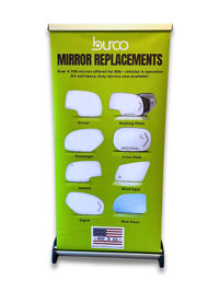 BURCO MIRRORS 15 X34  RETRACTABLE PROMO DISPLAY